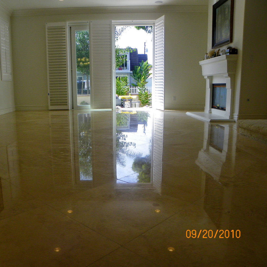 Perfectly Polished Travertine Floor